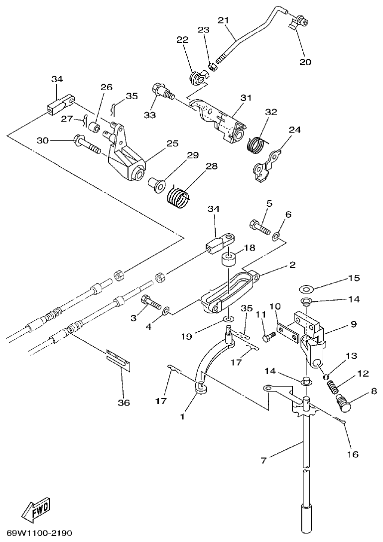 Yamaha FT60B CONTROL parts diagram